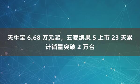 天牛宝 6.68 万元起，五菱缤果 S 上市 23 天累计销量突破 2 万台